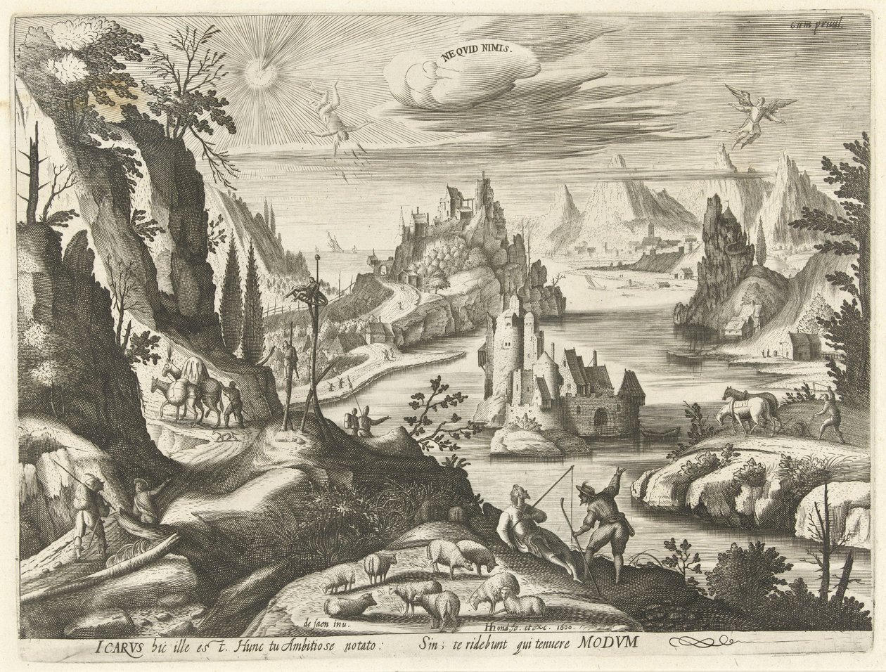 Landschaft mit dem Sturz des Ikarus von Hendrick Hondius (I)