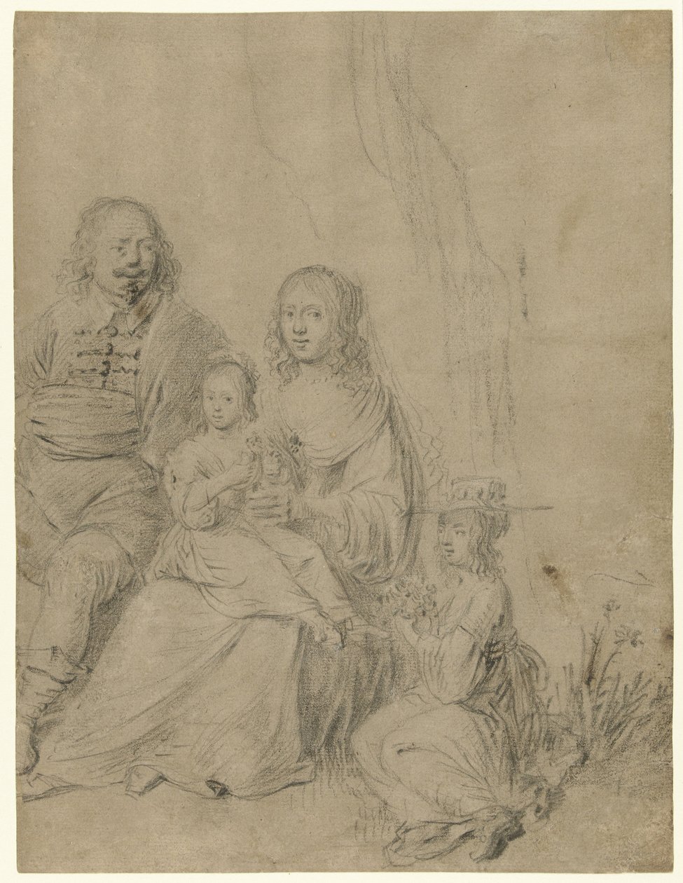 Familiengruppe bestehend aus einem Elternpaar und zwei Töchtern von Hendrick Martensz. Sorgh (attributed to)