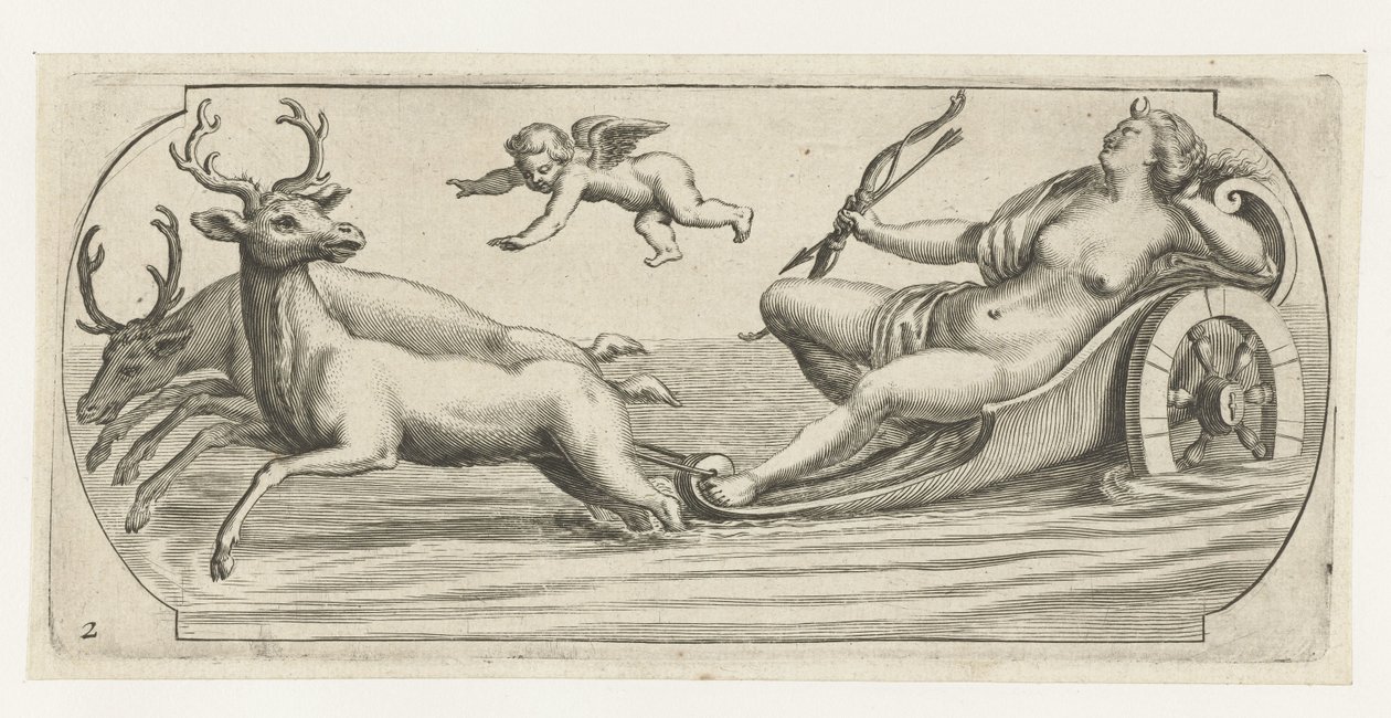 Diana mit Pfeil und Bogen (Neues Buch der Götter und Göttinnen des Meeres) von Hendrick de Keyser (I)