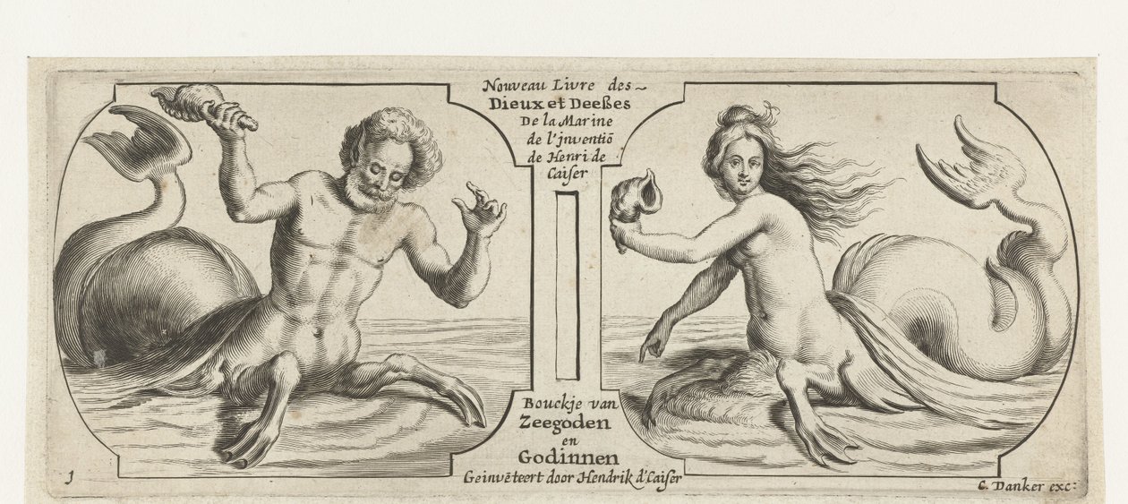 Zwei Fächer, in jedem ein Triton von Hendrick de Keyser (I)
