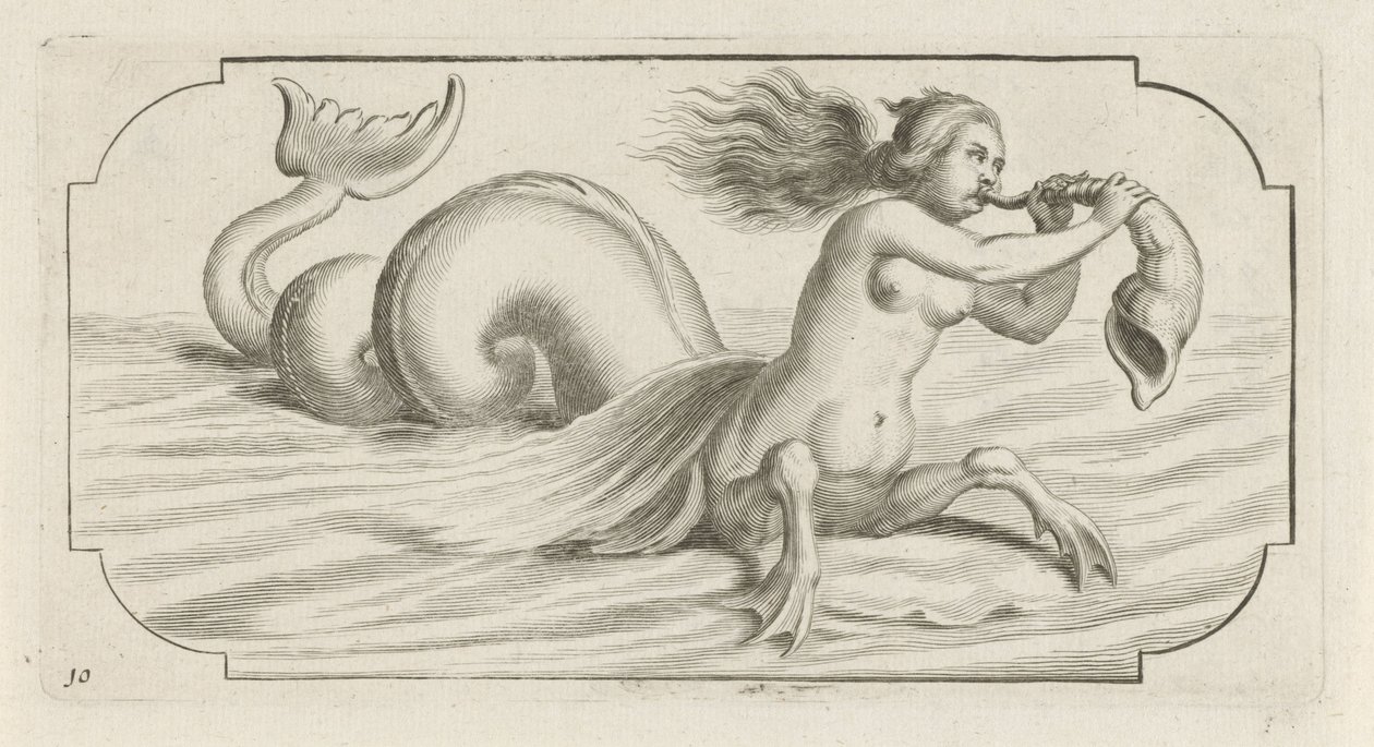 Weibliche Figur bläst in eine Muschel von Hendrick de Keyser (I)