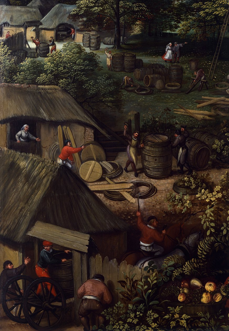 Herbsternte Landschaft, von Lucas van Valkenborch, Detail von Hendrick van den (1530 97) Broeck