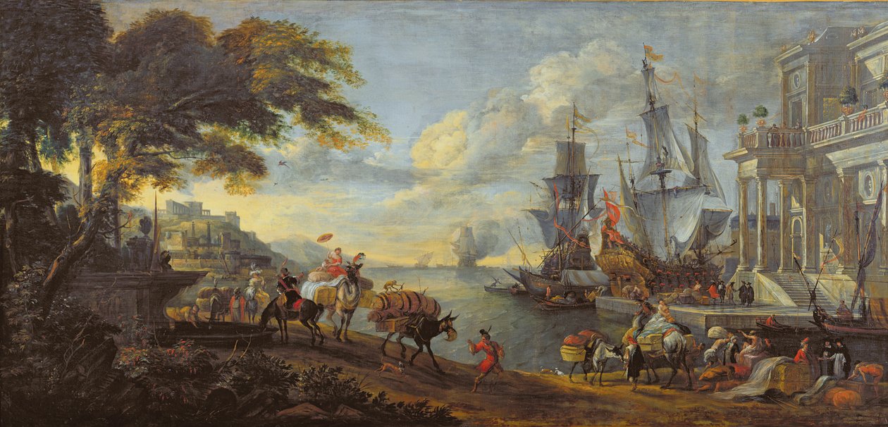 Ansicht eines orientalischen Hafens, 1688 von Hendrik van Minderhout
