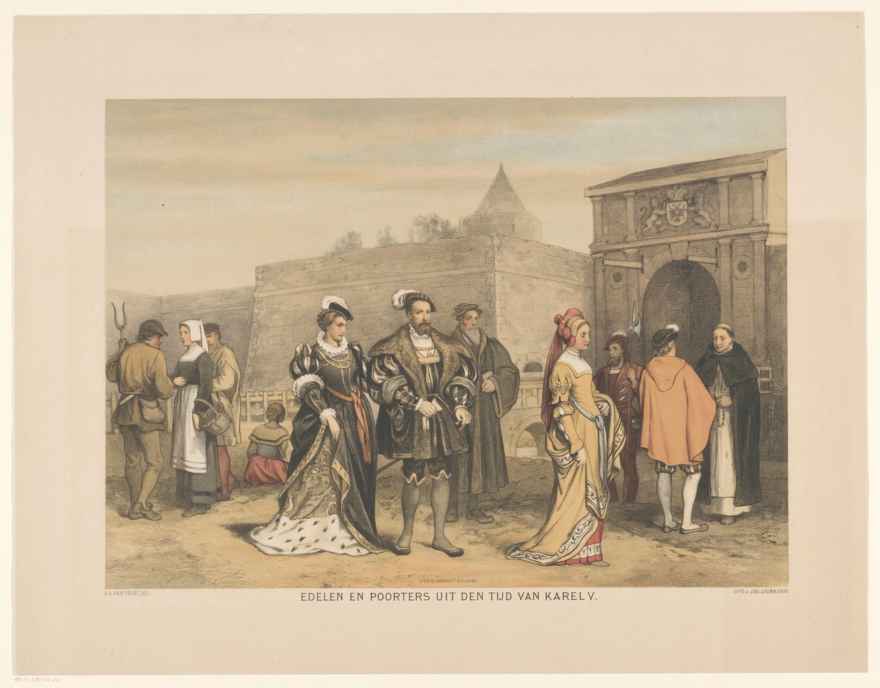 Adlige und Bürger des 16. Jahrhunderts Edelleute und Bürger aus der Zeit Karls V. (Titel auf dem Objekt) Serie von vierundzwanzig vaterländischen Historienbildern, für Schule und Haus (Serientitel) von Hendrik Albert van Trigt
