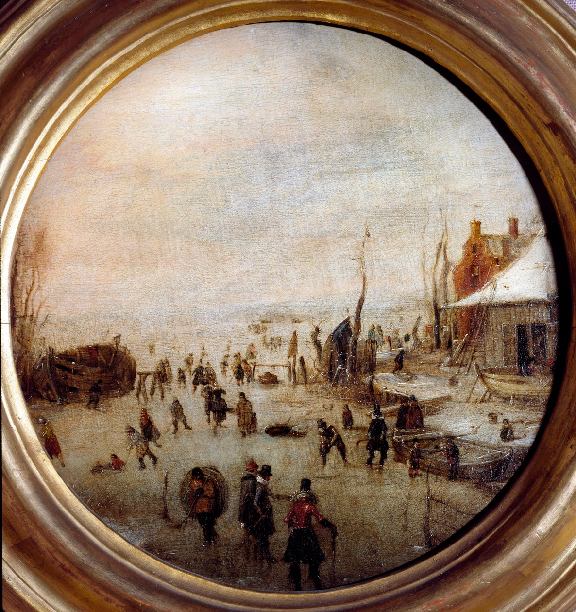 Winterlandschaft mit Eisläufern und Hockeyspielern von Hendrik Avercamp