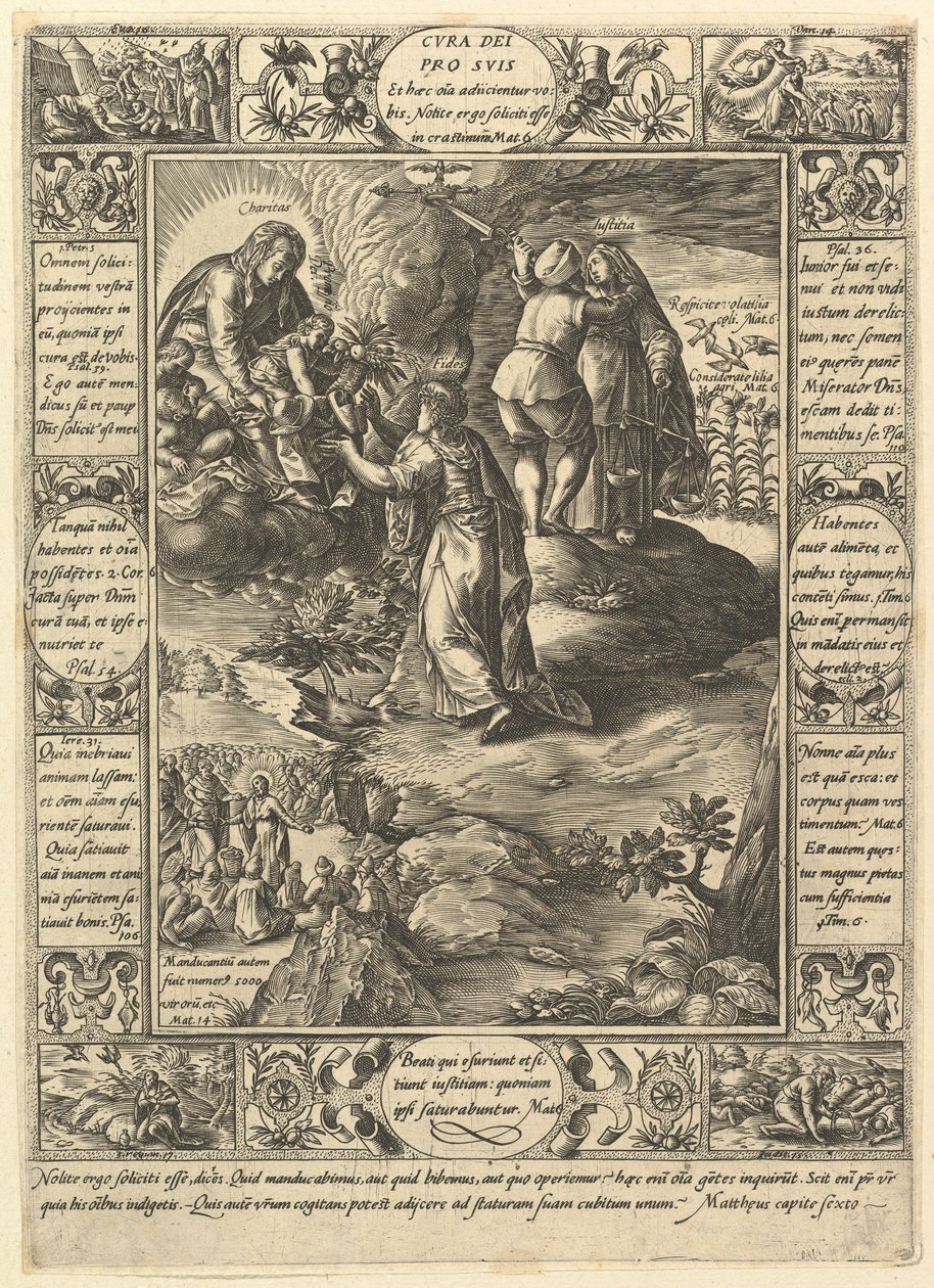 Cura Dei Pro Suis, aus Allegorien des christlichen Glaubens, aus Christliche und Profane Allegorien von Hendrik Goltzius