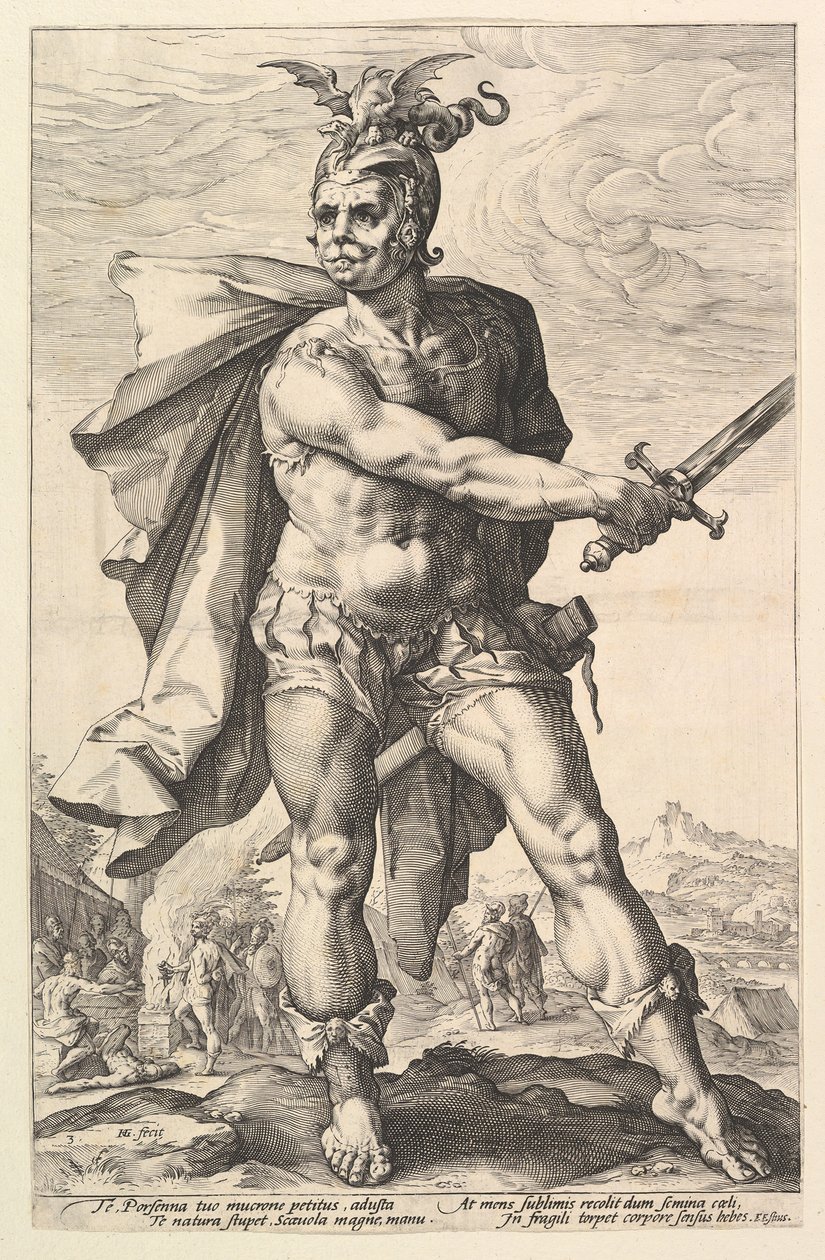 Mucius Scaevola, aus der Serie Die römischen Helden von Hendrik Goltzius