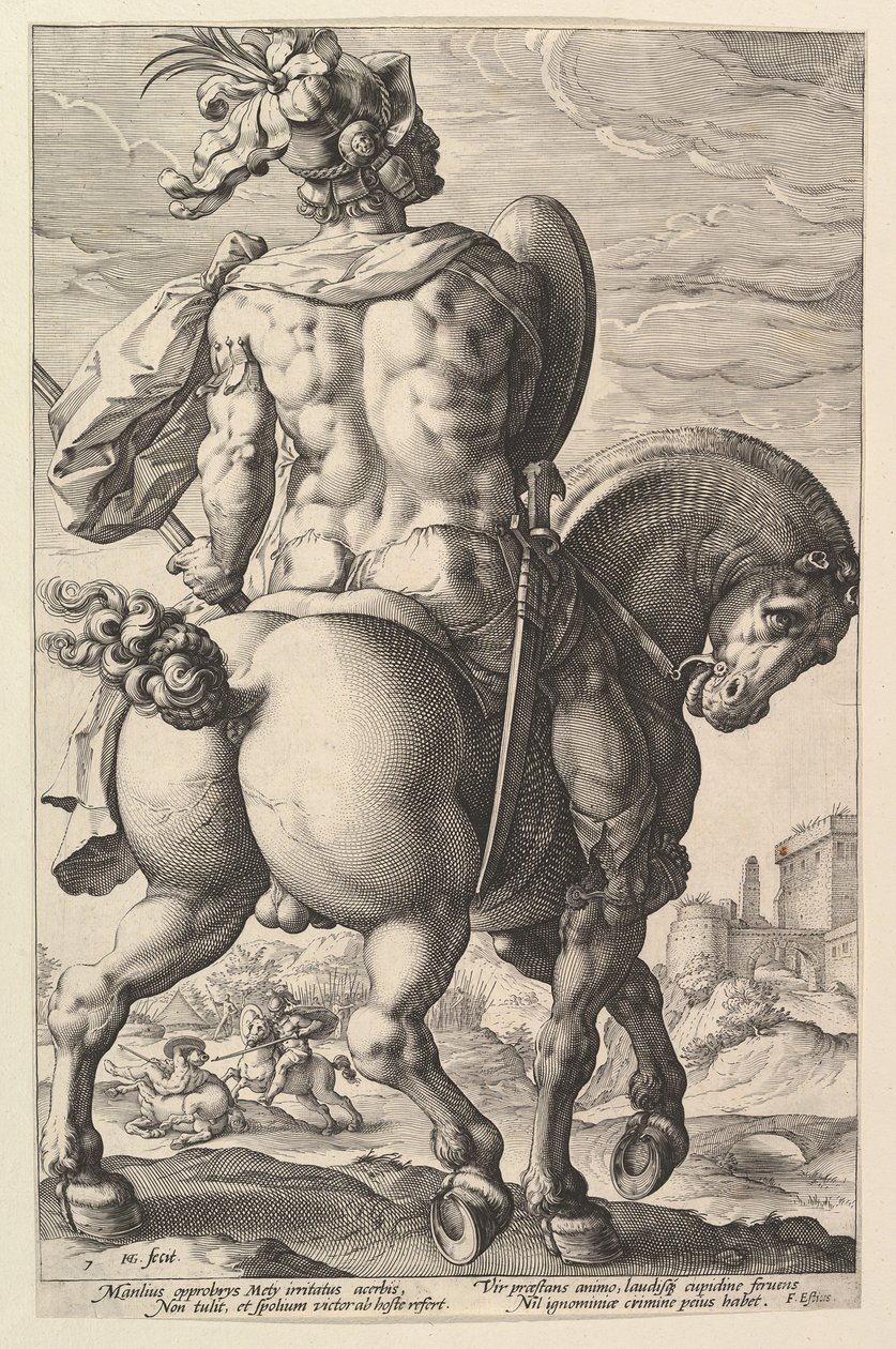 Titus Manlius, aus der Serie Die römischen Helden, 1586 von Hendrik Goltzius