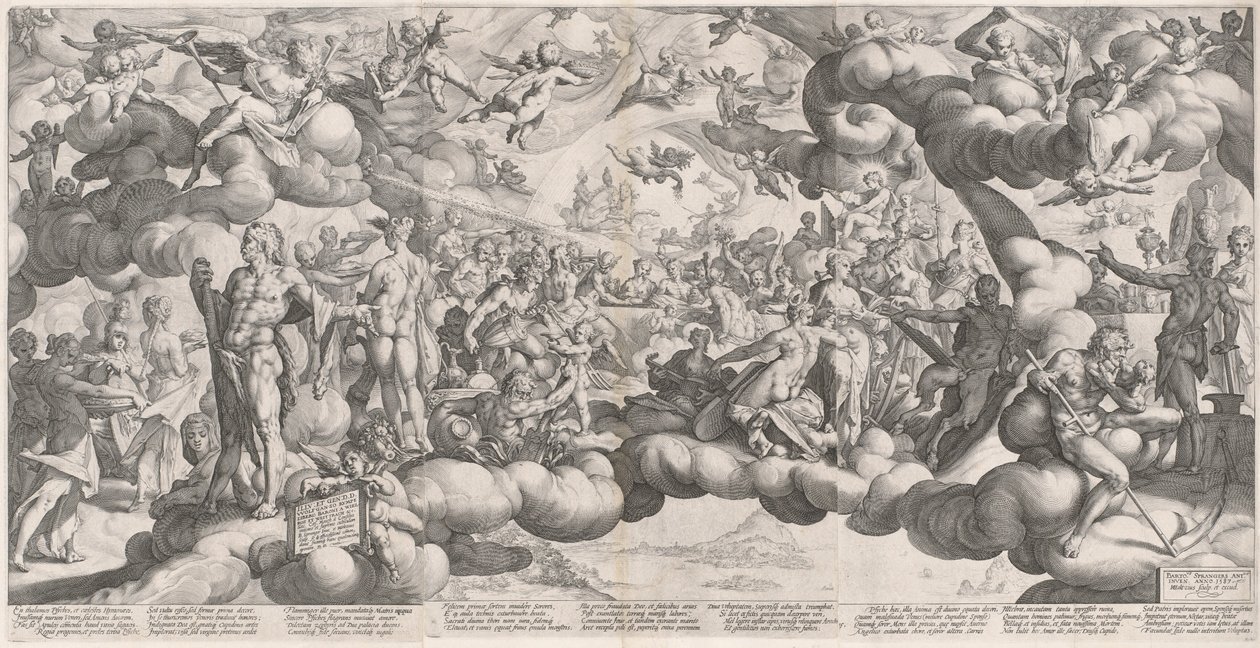 Die Hochzeit von Amor und Psyche von Hendrik Goltzius after Bartholomaeus Spranger