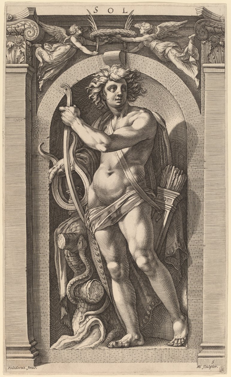 Sol oder Apollo von Hendrik Goltzius after Polidoro da Caravaggio
