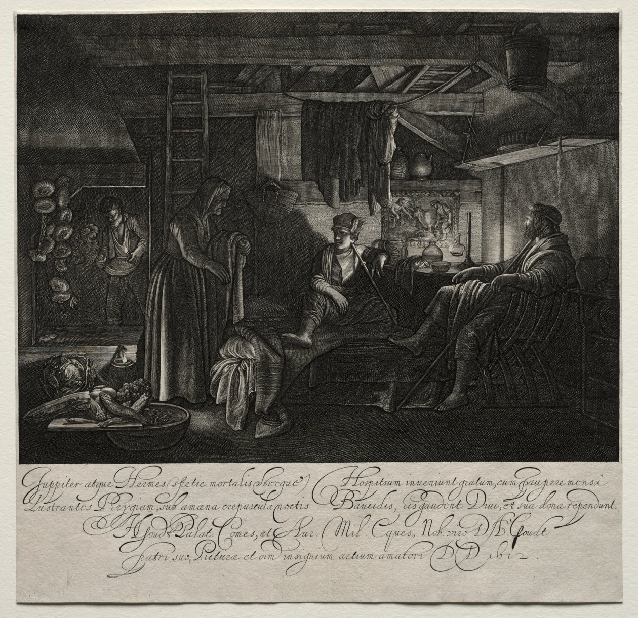 Jupiter und Merkur im Haus von Philemon und Baucis von Hendrik Goudt