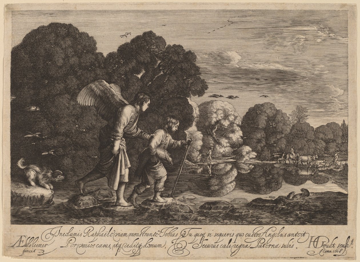 Tobias und der Engel (Der kleine Tobias) von Hendrik Goudt after Adam Elsheimer