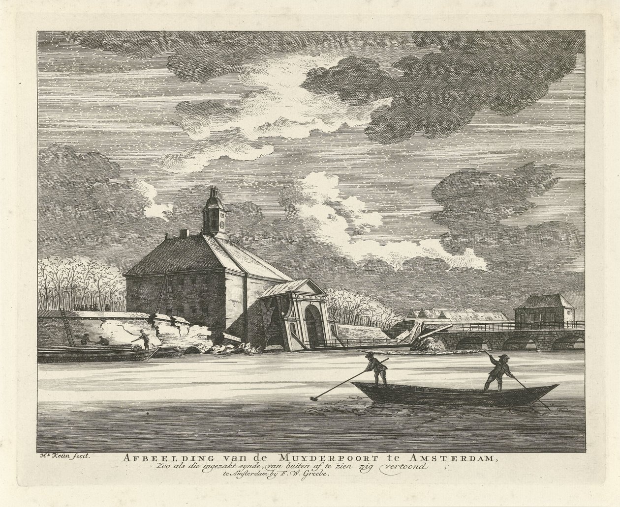 Versunkene Muiderpoort, gesehen von der Singelgracht, 1769 von Hendrik Keun