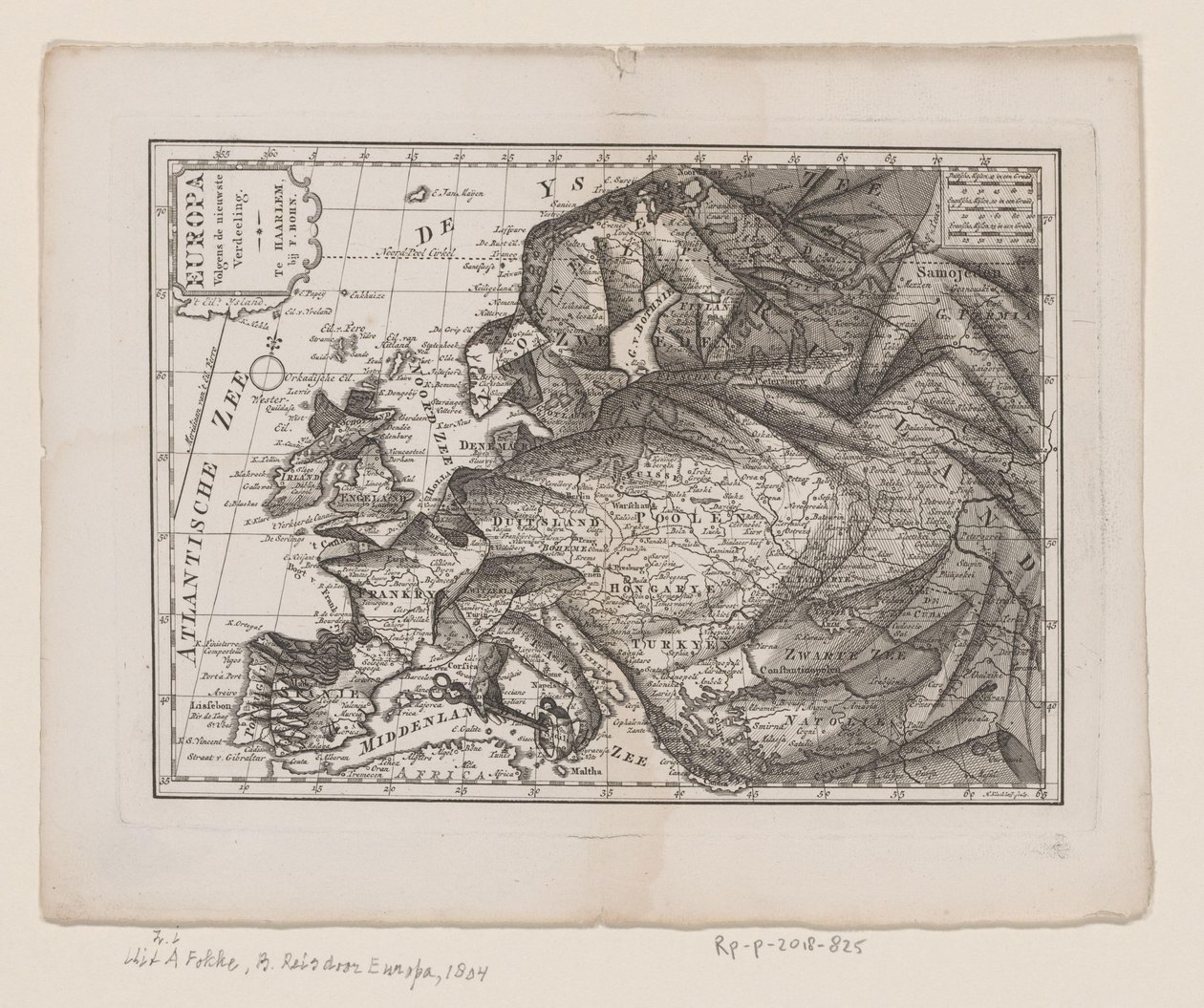Karte von Europa, als Königin Europa nach der neuesten Einteilung von Hendrik Kloekhoff