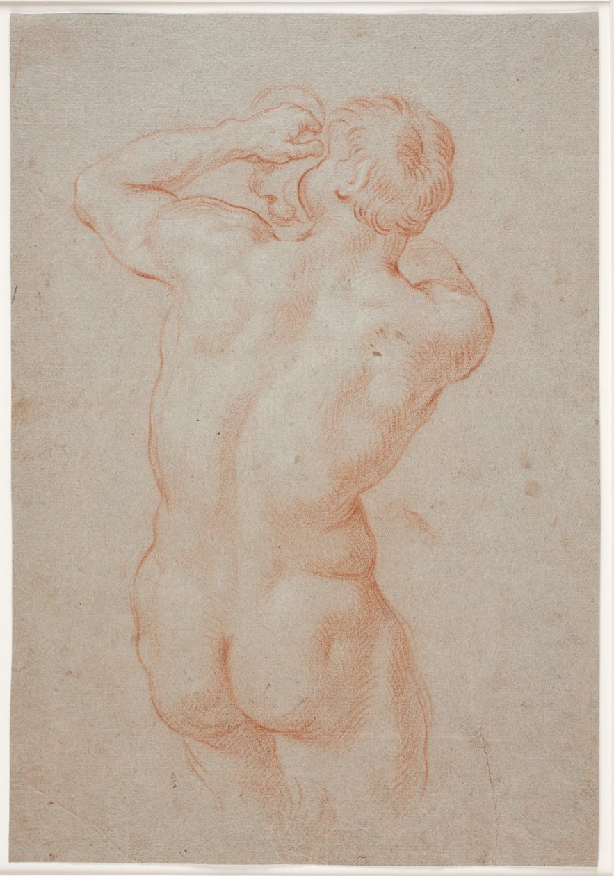 Triton, der eine Muschel bläst, von hinten gesehen von Hendrik Krock