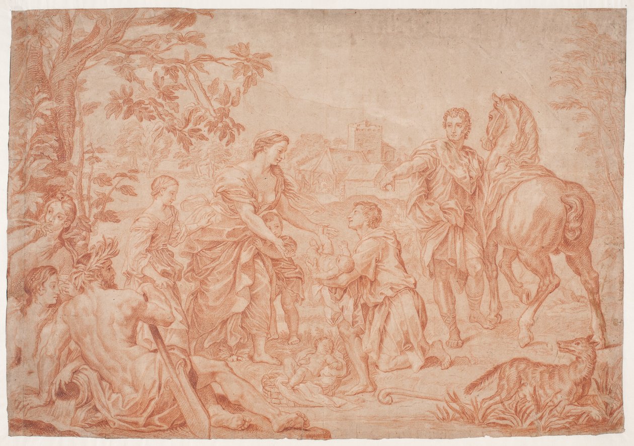 Romulus und Remus. (Livius I, 4). Studie nach Carlo Marattis Gemälde in Sanssouci, Potsdam (ausgeführt 1692 für Niccolo Maria Pallavicini) von Hendrik Krock