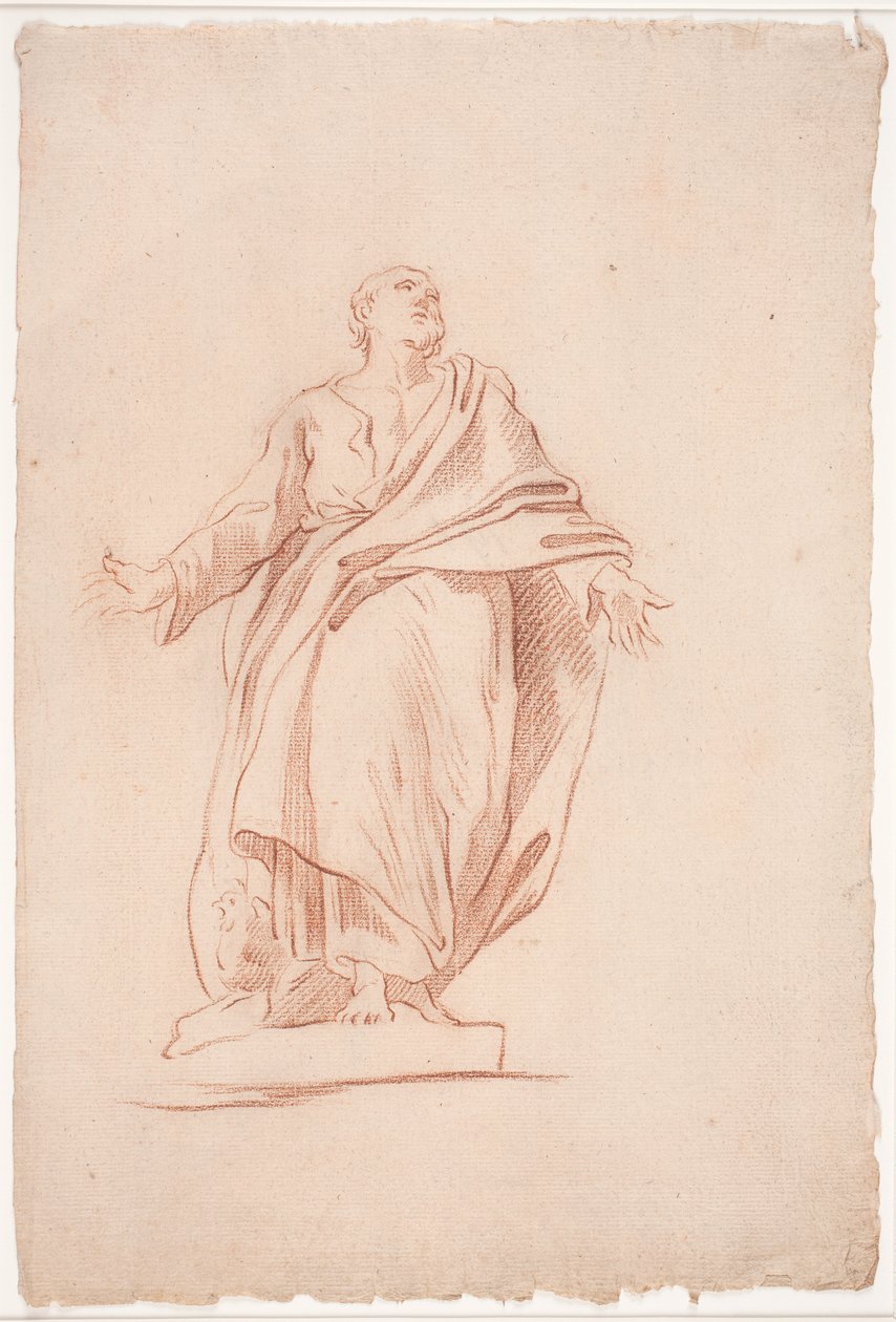 Stehender Mann mit ausgebreiteten Armen, auf einem Sockel. (Studie nach Skulptur). (Ein Heiliger) von Hendrik Krock