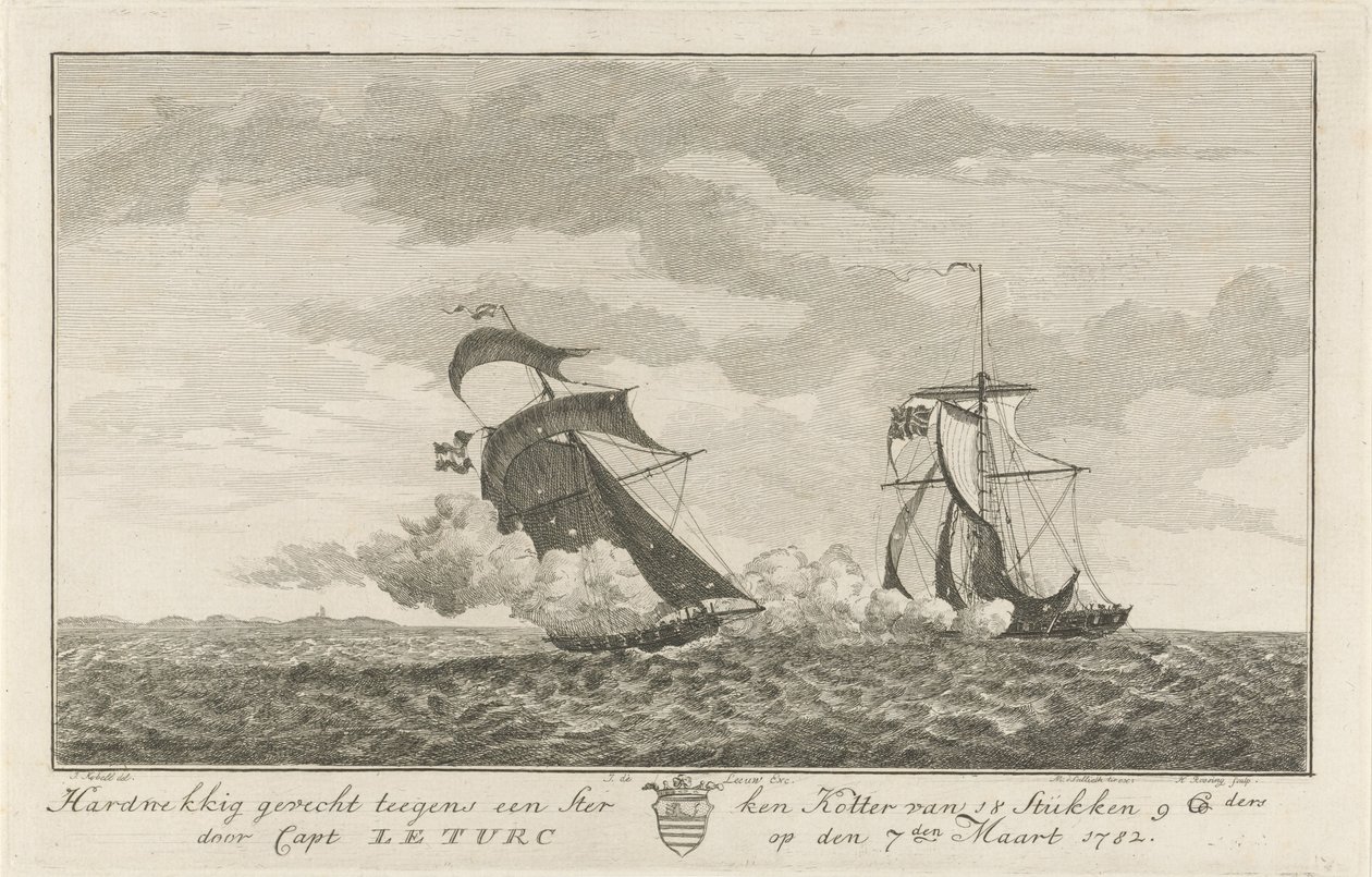 Kampf gegen einen starken Kutter, 1782 von Hendrik Roosing