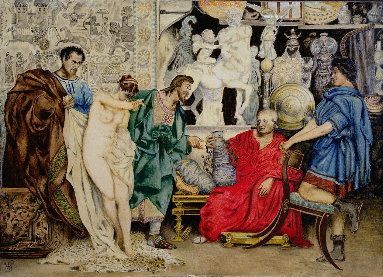 Die Wahl zwischen einer Sklavin oder einer Vase, Illustration aus La Femme Esclave, veröffentlicht in Wien, 1878 von Henryk Siemiradzki
