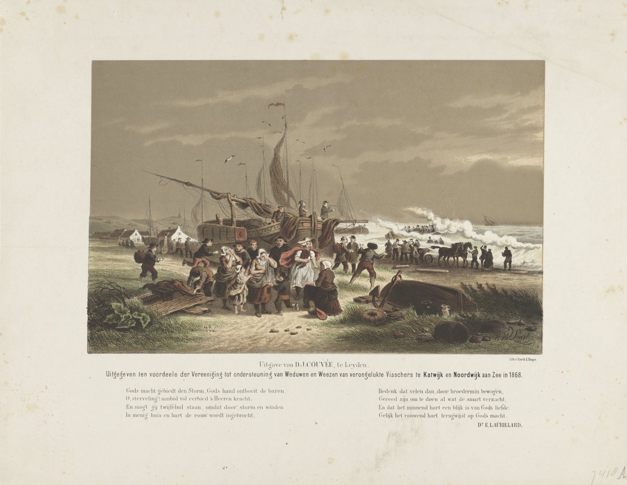 Strandansicht mit trauernden Fischerfrauen, 1868 von Hendrik Wilhelmus Last