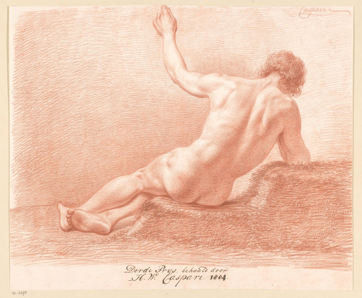 Sitzender männlicher Akt, von hinten gesehen (3. Preis 1804) von Hendrik Willem Caspari