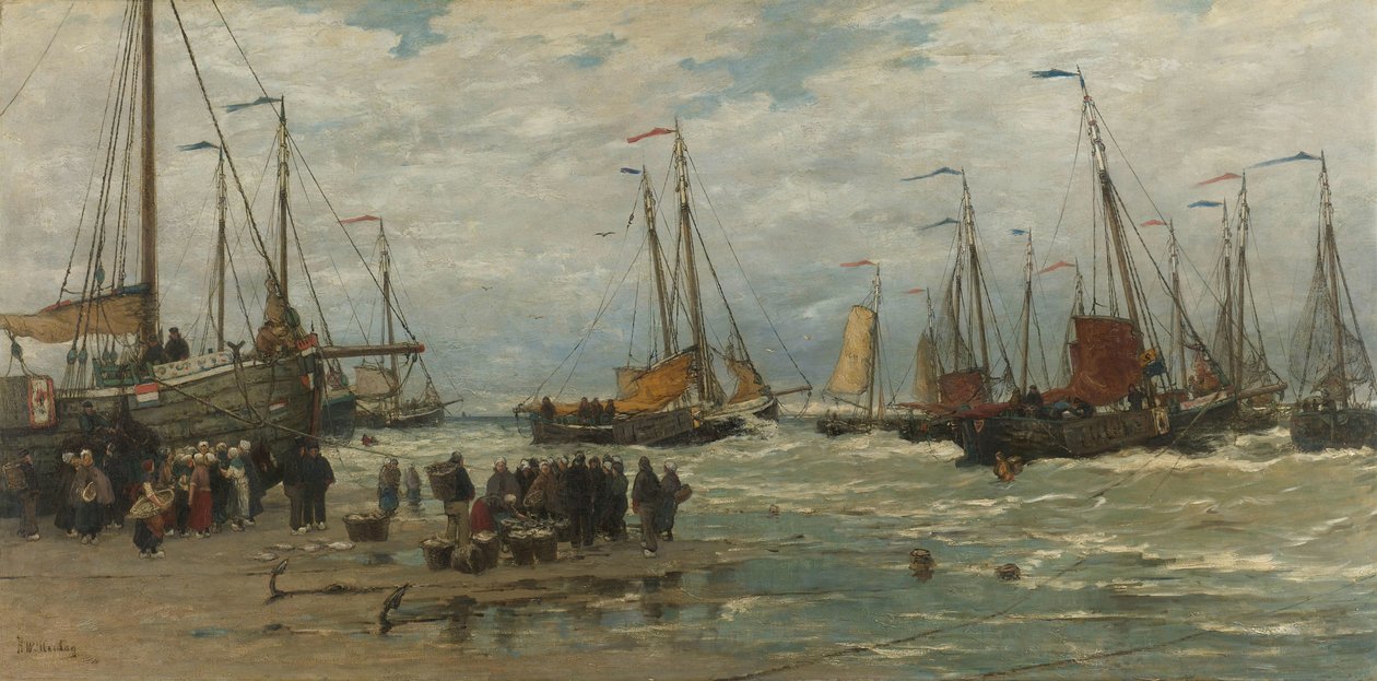 Fischerboote in brechenden Wellen von Hendrik Willem Mesdag