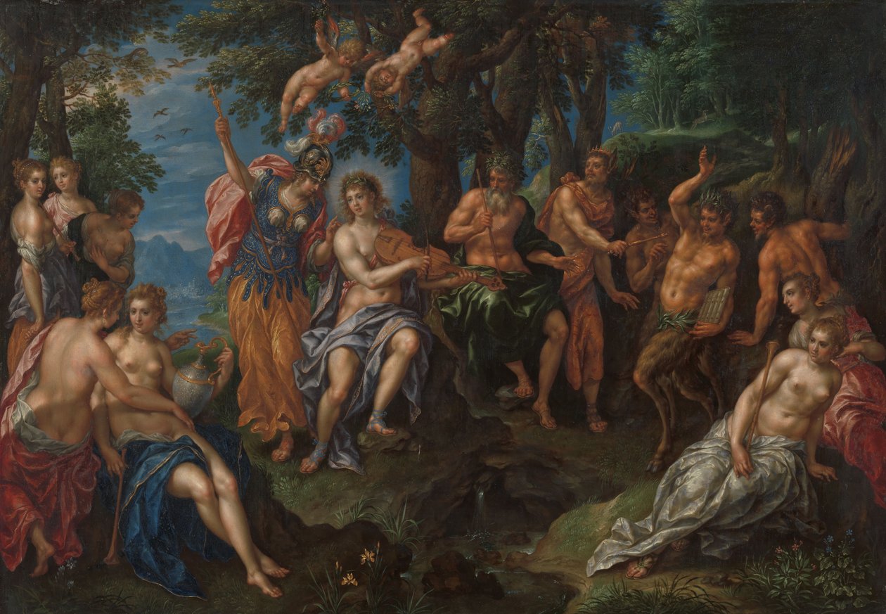Der Wettstreit zwischen Apollo und Pan, um 1600-1625 von Hendrik de Clerck