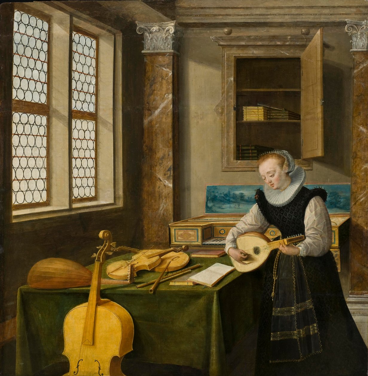 Dame, die Laute spielt, ca. 1610 von Hendrik the Younger Steenwyck