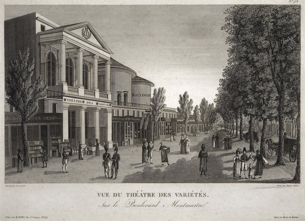 Theatre des Varietes, Boulevard Montmartre, Paris, graviert von Eugene Aubert (1789-1847) um 1810 von Henri Courvoisier Voisin
