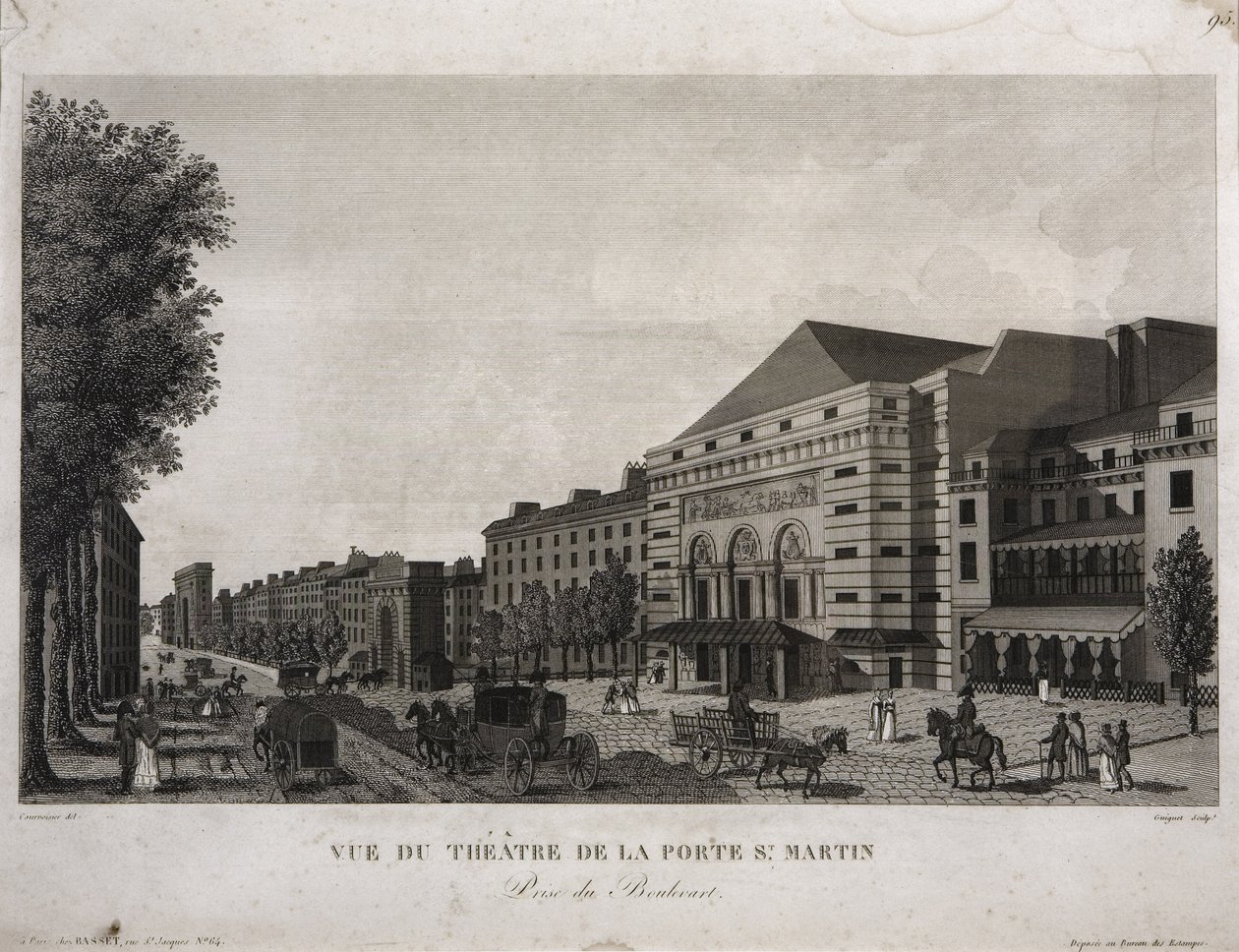 Theater von Porte St. Martin, Boulevard Montmartre, Paris, graviert von Guiguet, ca. 1810 von Henri Courvoisier Voisin