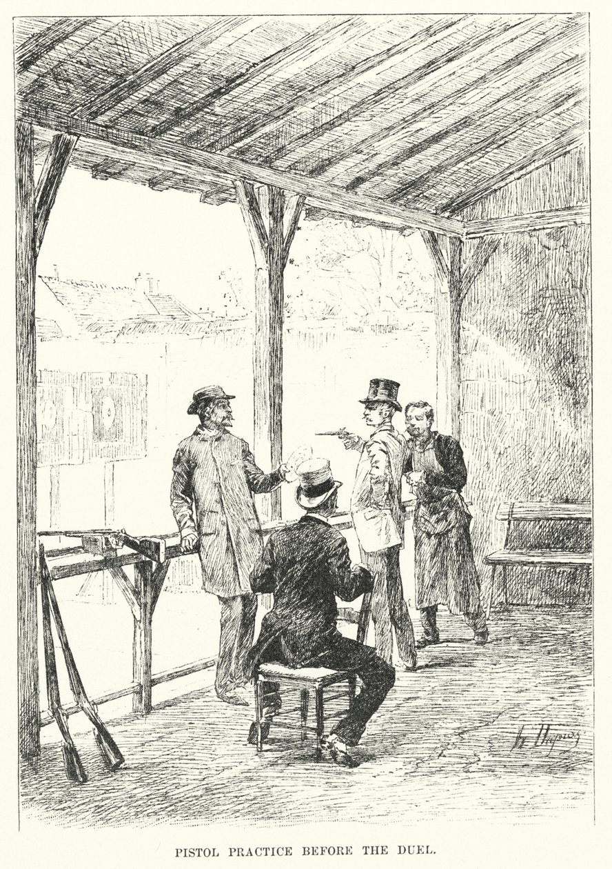 Pistolenübung vor dem Duell von Henri-Louis Dupray