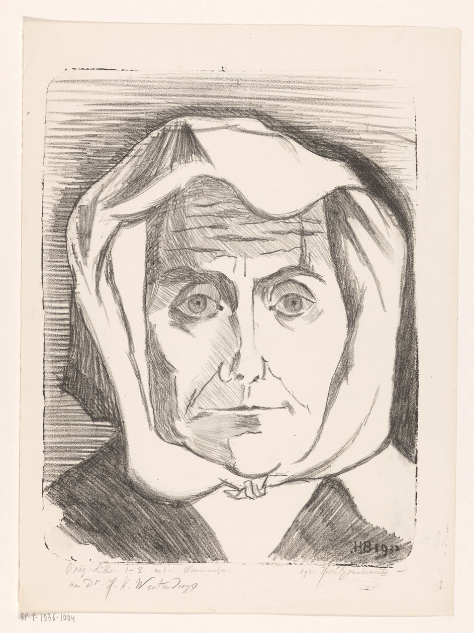 Porträt einer unbekannten Frau (Waanzinnigen) von Henri Braakensiek (signed by artist)