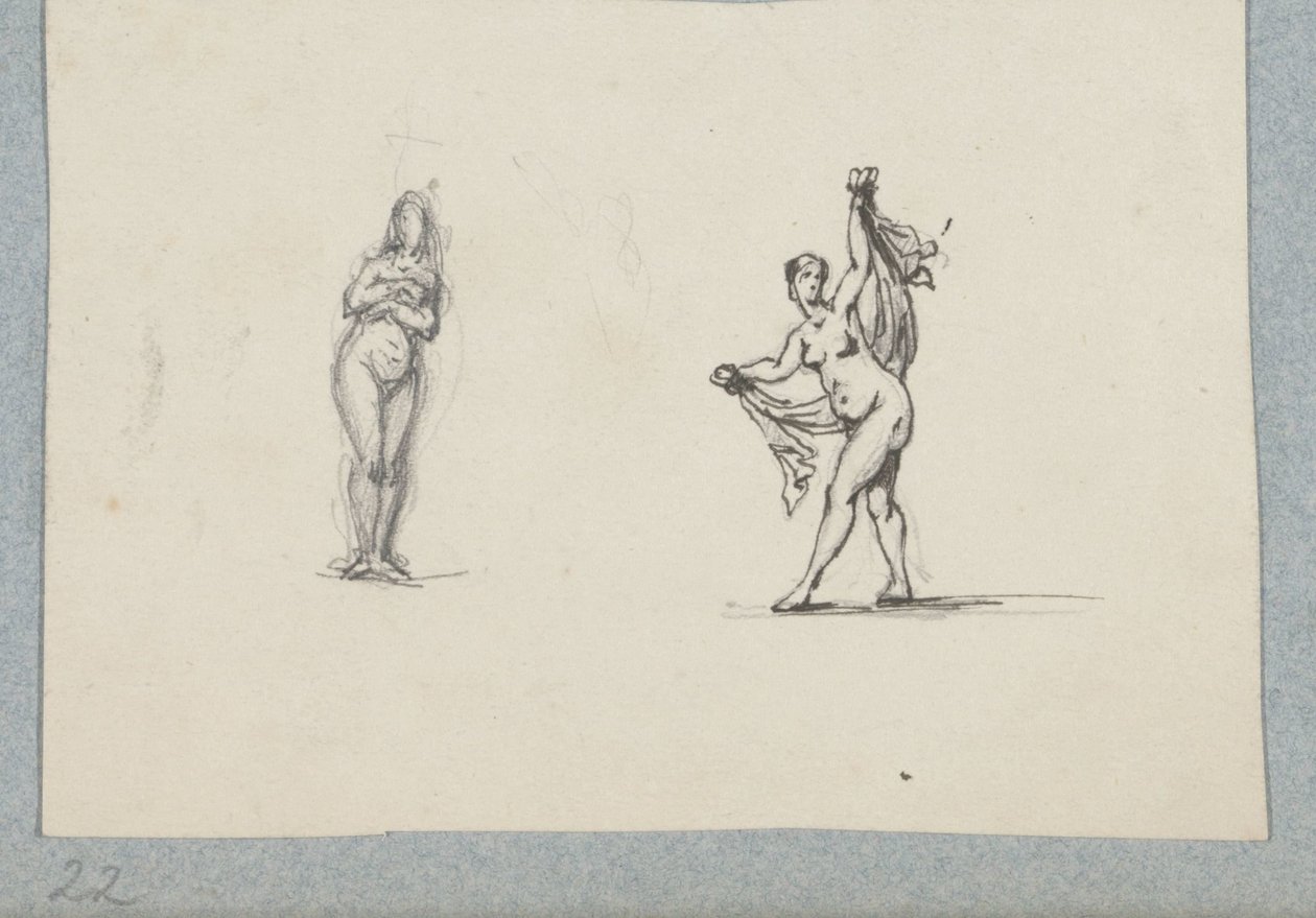 Zwei nackte Frauen, die rechte mit einem Schleier von Henri Cameré