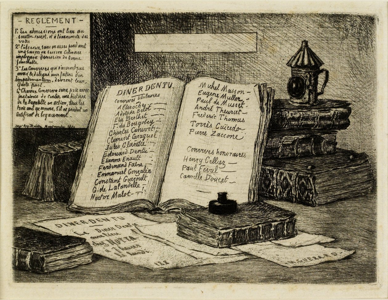 Bücher und Laterne von Henri Charles Guérard