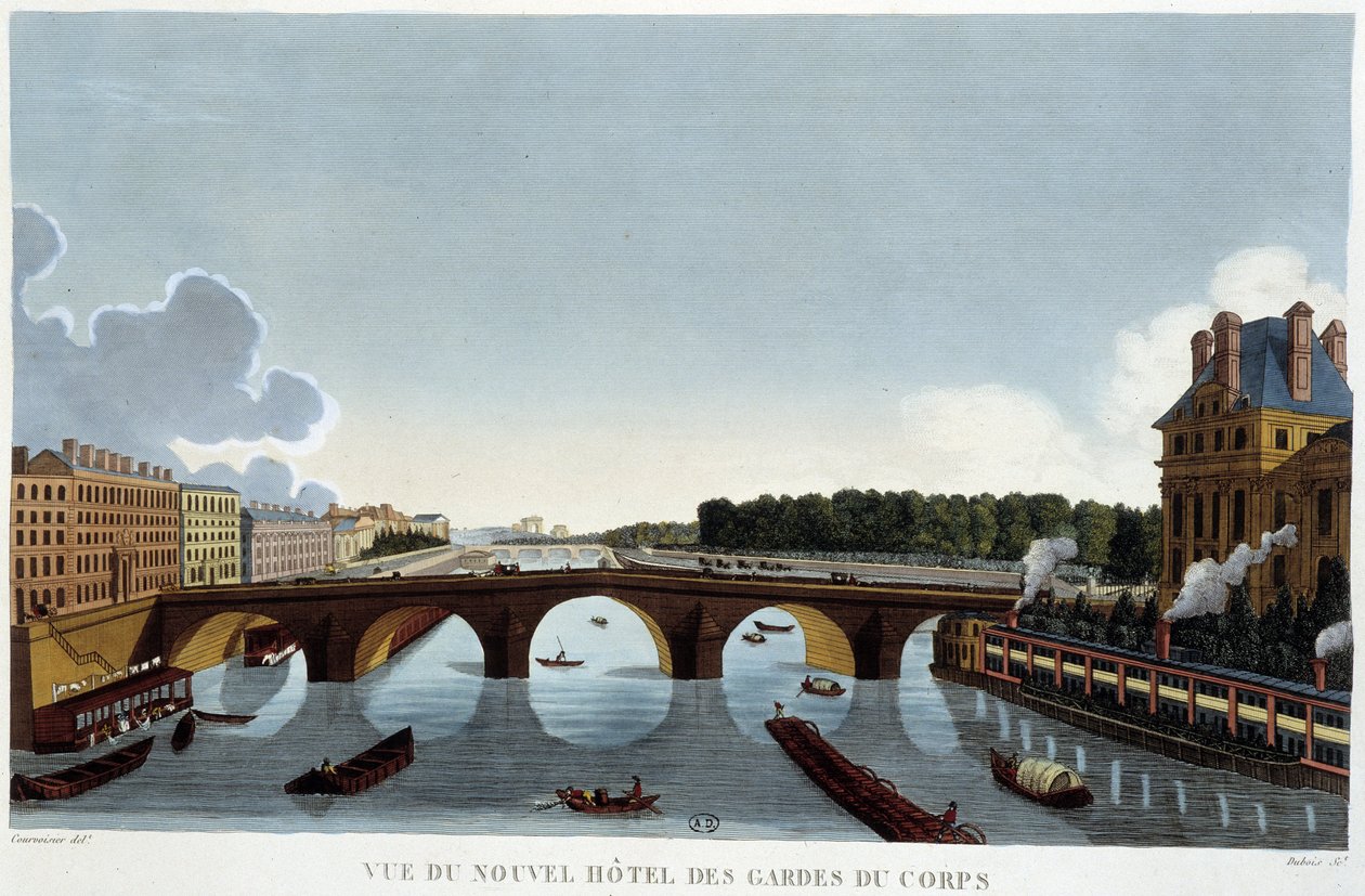 Königsbrücke und neues Hotel der Leibwächter - Paris von Courvoisier von Henri Courvoisier Voisin
