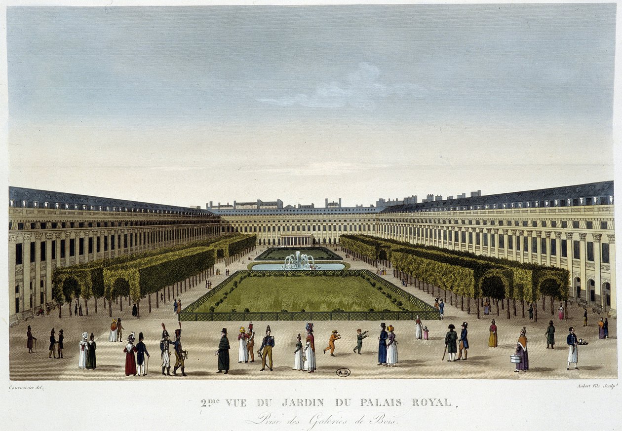 Ansicht des Gartens des Königspalastes - in „Views of Paris“ von Courvoisier von Henri Courvoisier Voisin