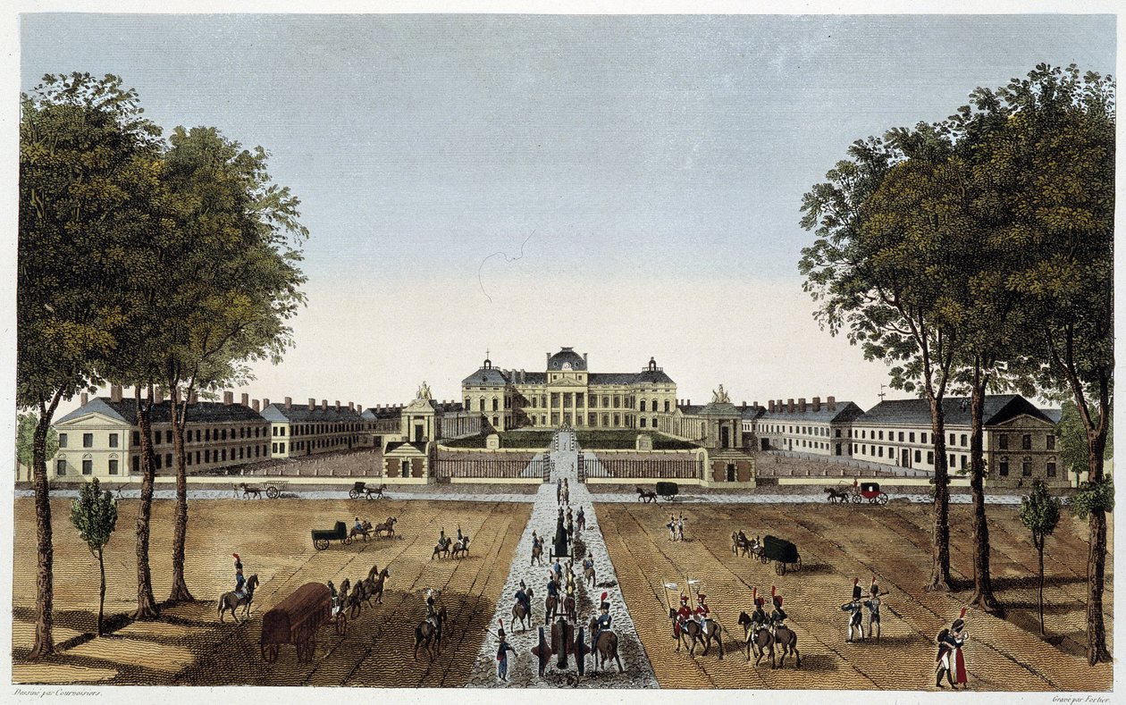 Ansicht der königlichen Militärschule, Ansicht der Avenue Vaugirard, ca. 1820 - in „Vues de Paris“ von Courvoisier von Henri Courvoisier Voisin