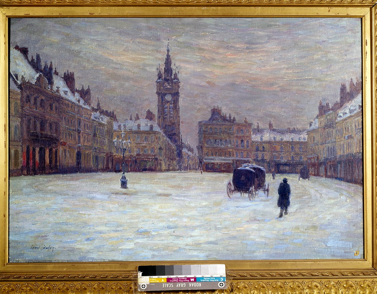 Der Paradeplatz in Douai im Schnee von Henri Duhem