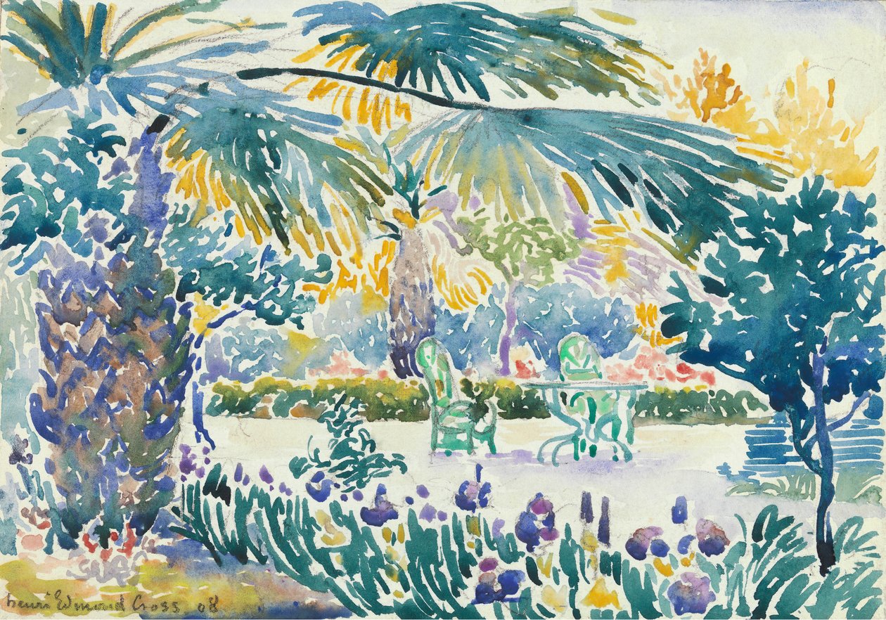 Garten des Malers in Saint Clair, 1908 von Henri Edmond Cross
