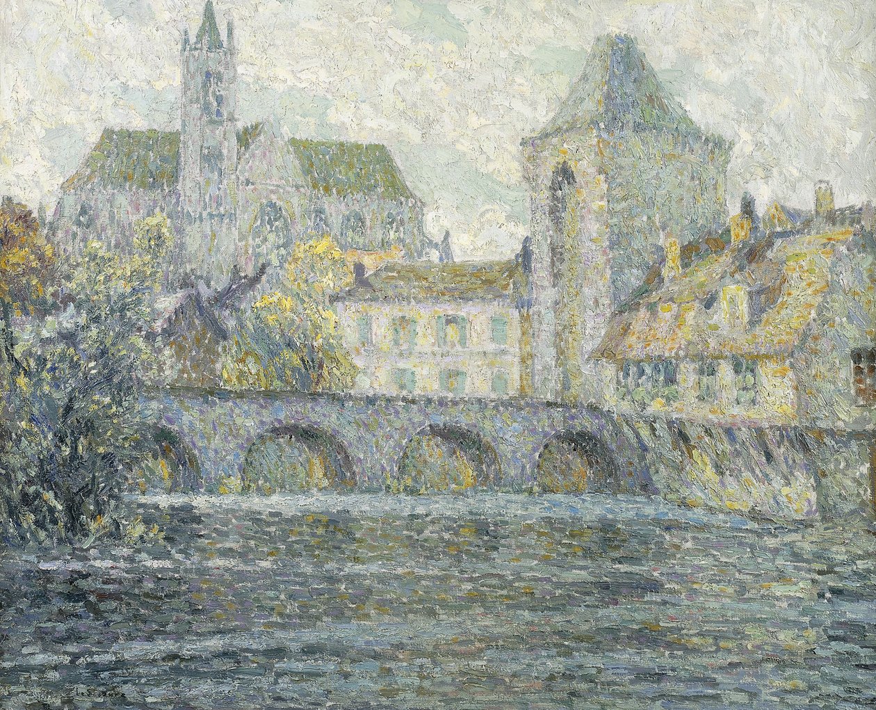 Moret Landschaft, die Brücke von Henri Eugene Augustin Le Sidaner