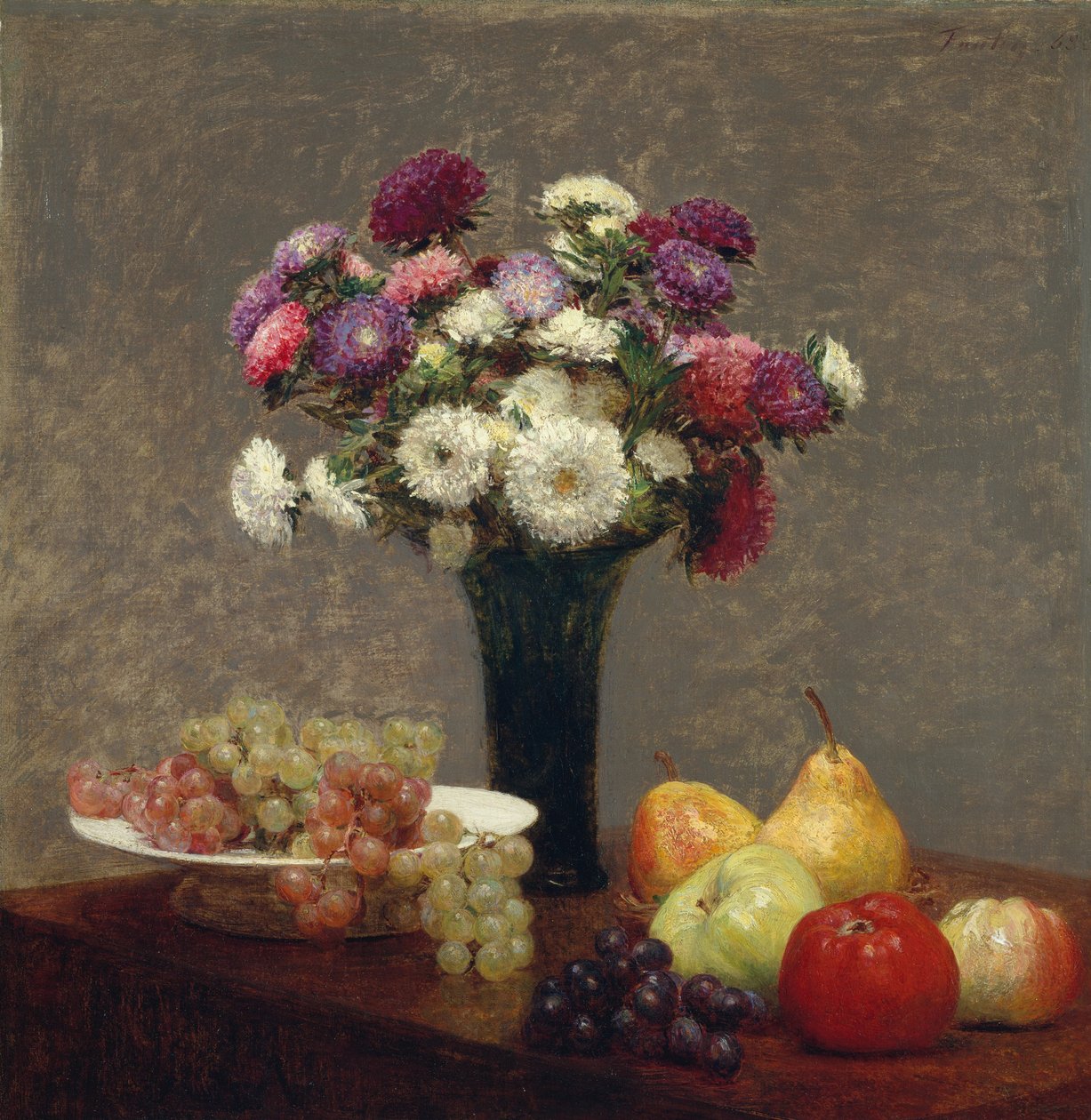 Astern und Früchte auf einem Tisch, 1868 von Ignace Henri Jean Fantin Latour