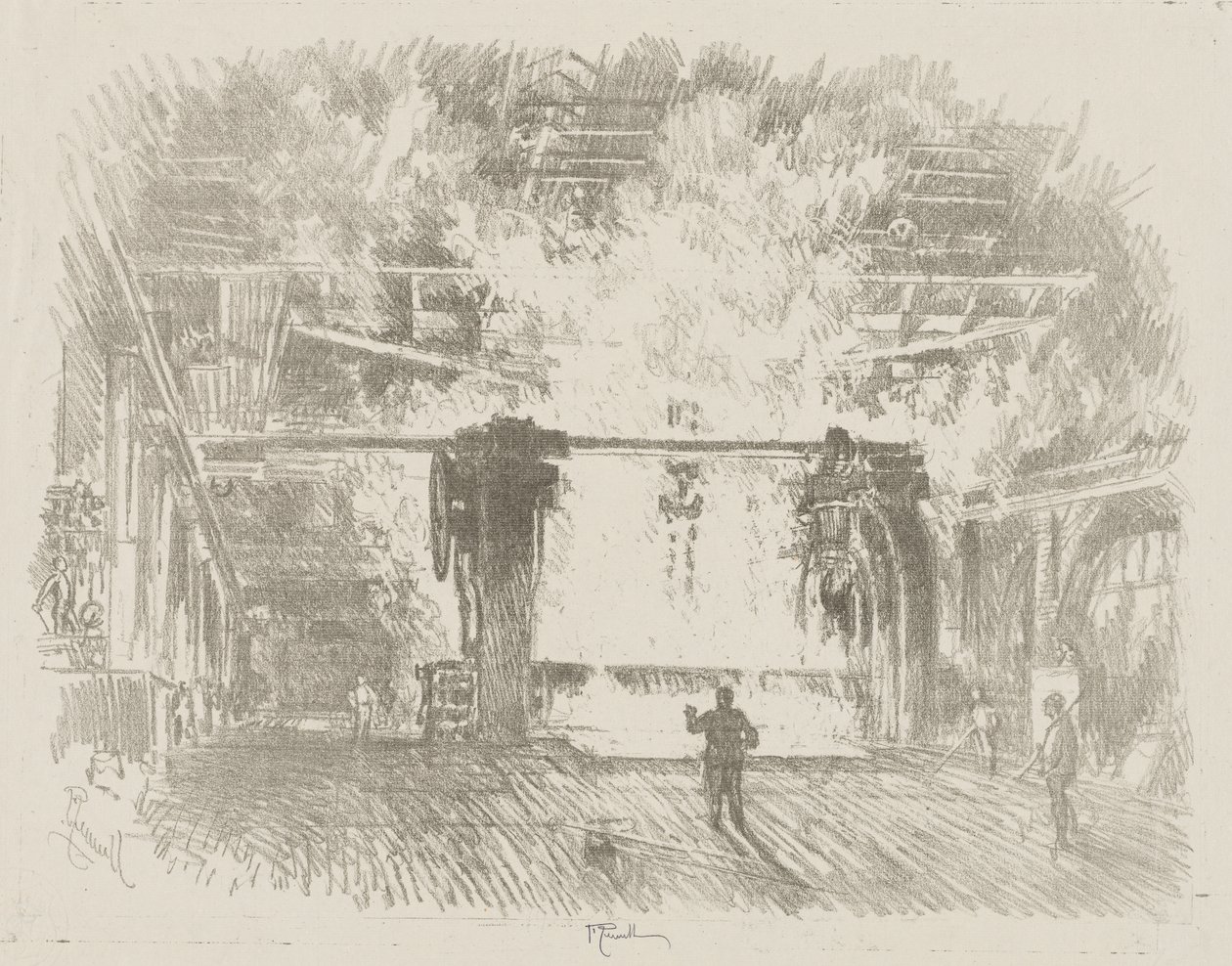 Englische Kriegsarbeit: Herstellung von Panzerplatten von Ignace Henri Jean Fantin Latour