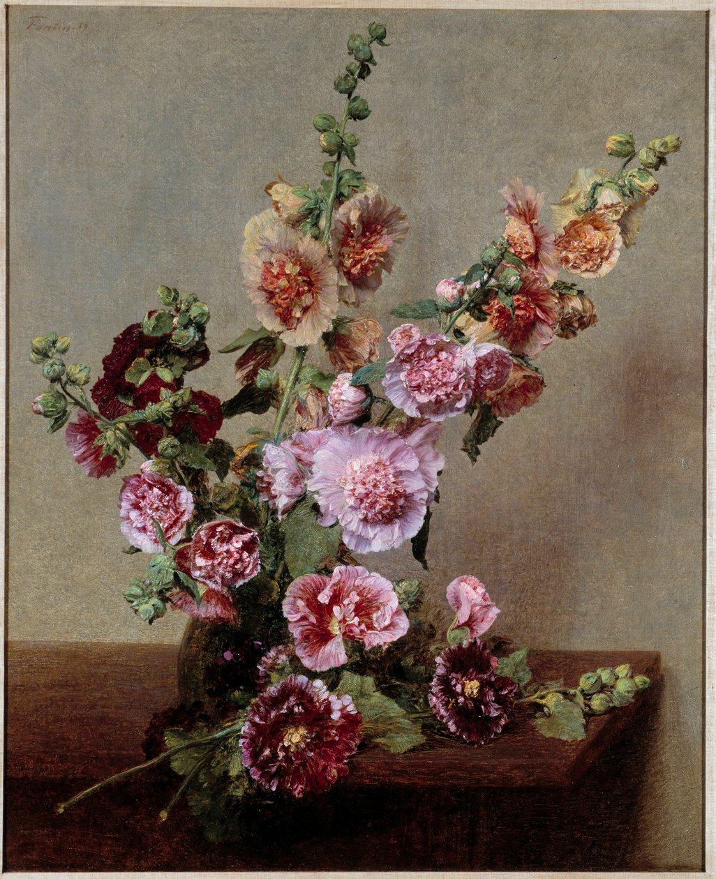 Stockrosen Gemälde von Henri Fantin Latour von Ignace Henri Jean Fantin Latour