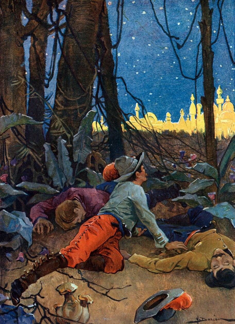 Darstellung von El Dorado (El Dorado oder Eldorado), einer legendären Goldstadt, die im 16. und 17. Jahrhundert Europäer anzog und zur Zeit der Eroberung der Neuen Welt durch die Konquistadoren im 16. Jahrhundert entstand (Der Mythos von El Dora von Henri Gaston Darien