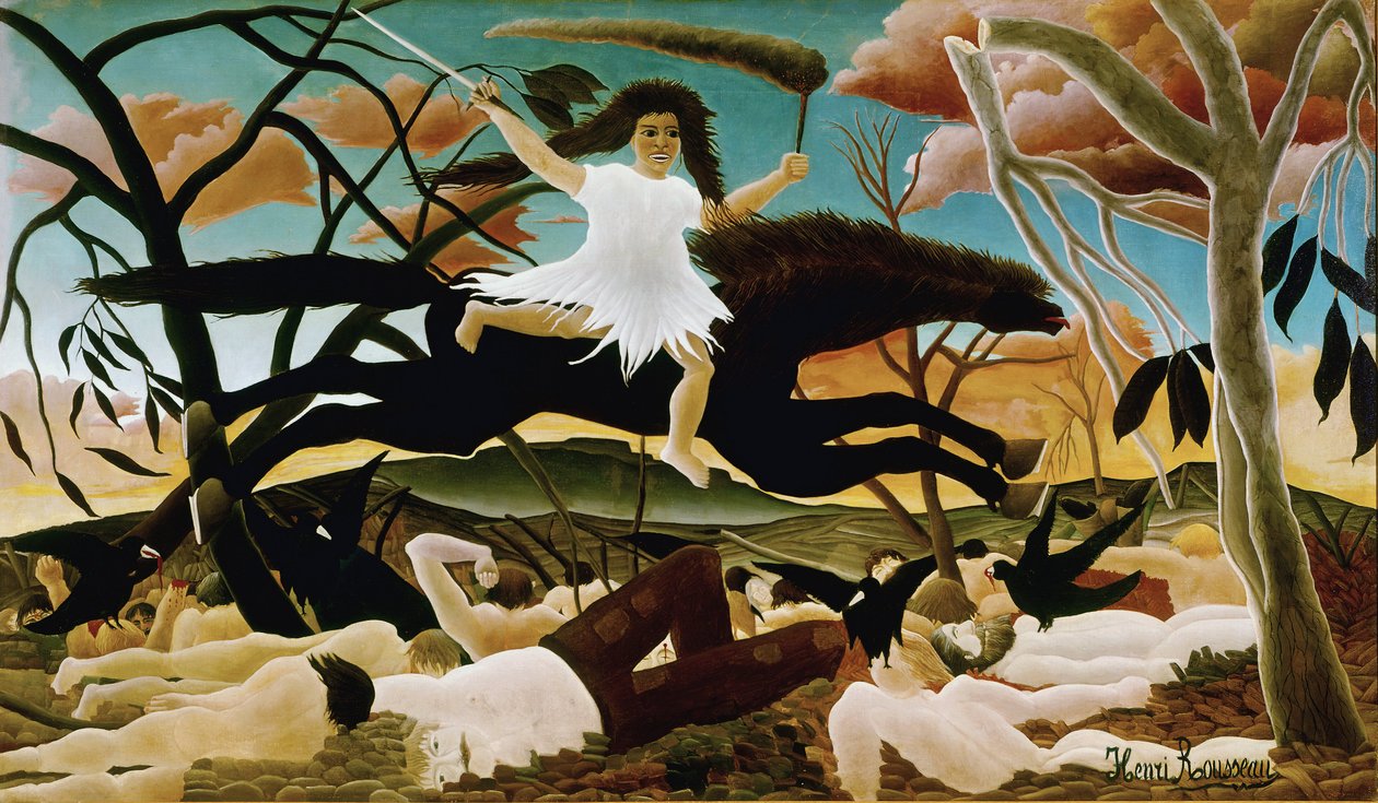 Der Krieg oder der Ritt der Zwietracht. Gemälde von Henri Rousseau, genannt der Zöllner Rousseau von Henri J.F. Rousseau