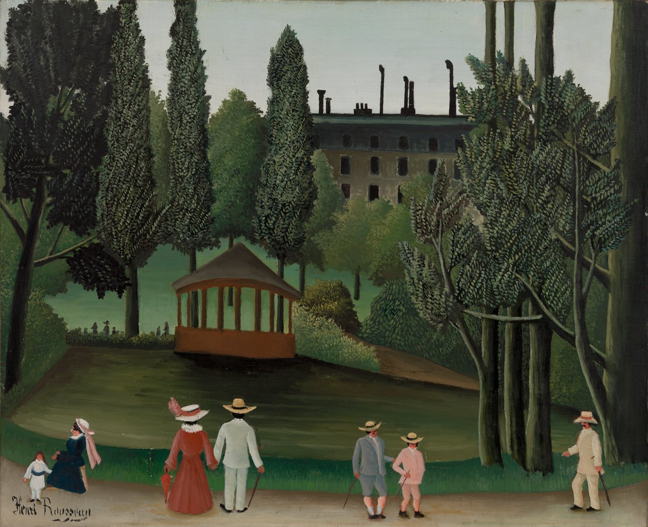 Blick auf den Montsouris-Park, der Kiosk, wahrscheinlich 1908-1910 von Henri J.F. 1844 1910 Rousseau