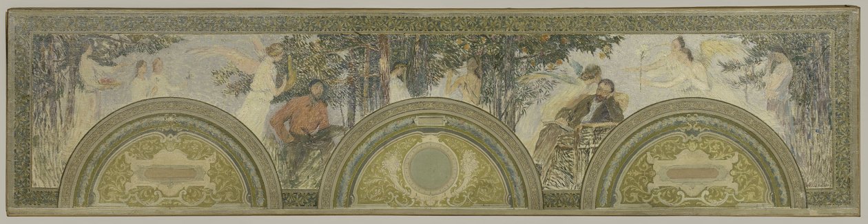 Skizze für den Südeingangssalon des Hôtel de Ville de Paris: Die Malerei - Die Literatur von Henri Jean Guillaume Martin