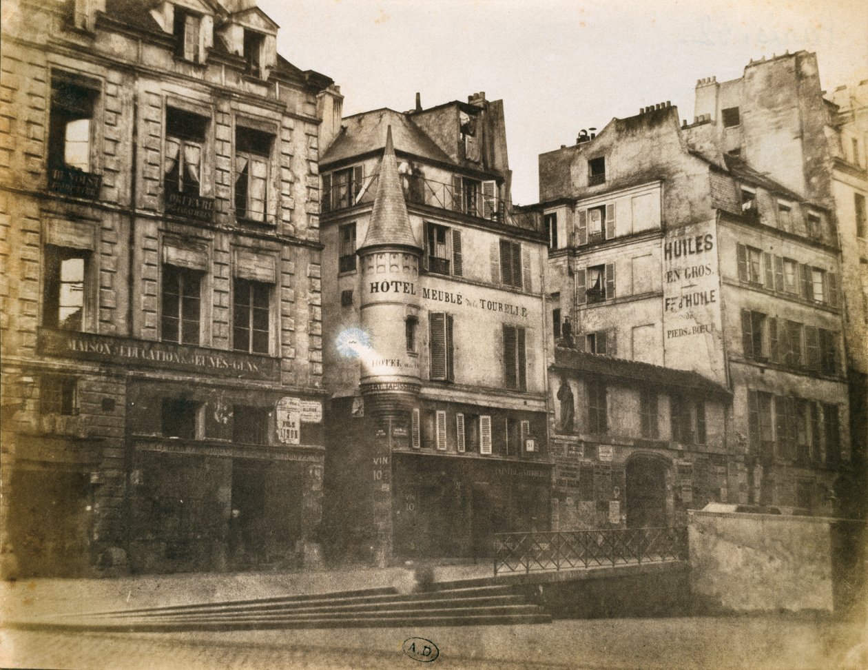 Blick auf eine Pariser Straße in Richtung Hôtel de Ville, ca. 1851 von Henri Jean Louis Le Secq