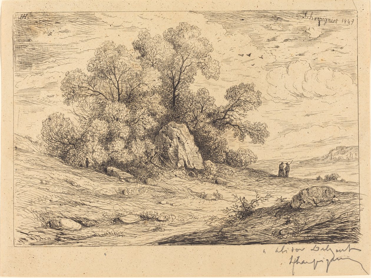 Baumgruppe mit Felsen von Henri Joseph Harpignies