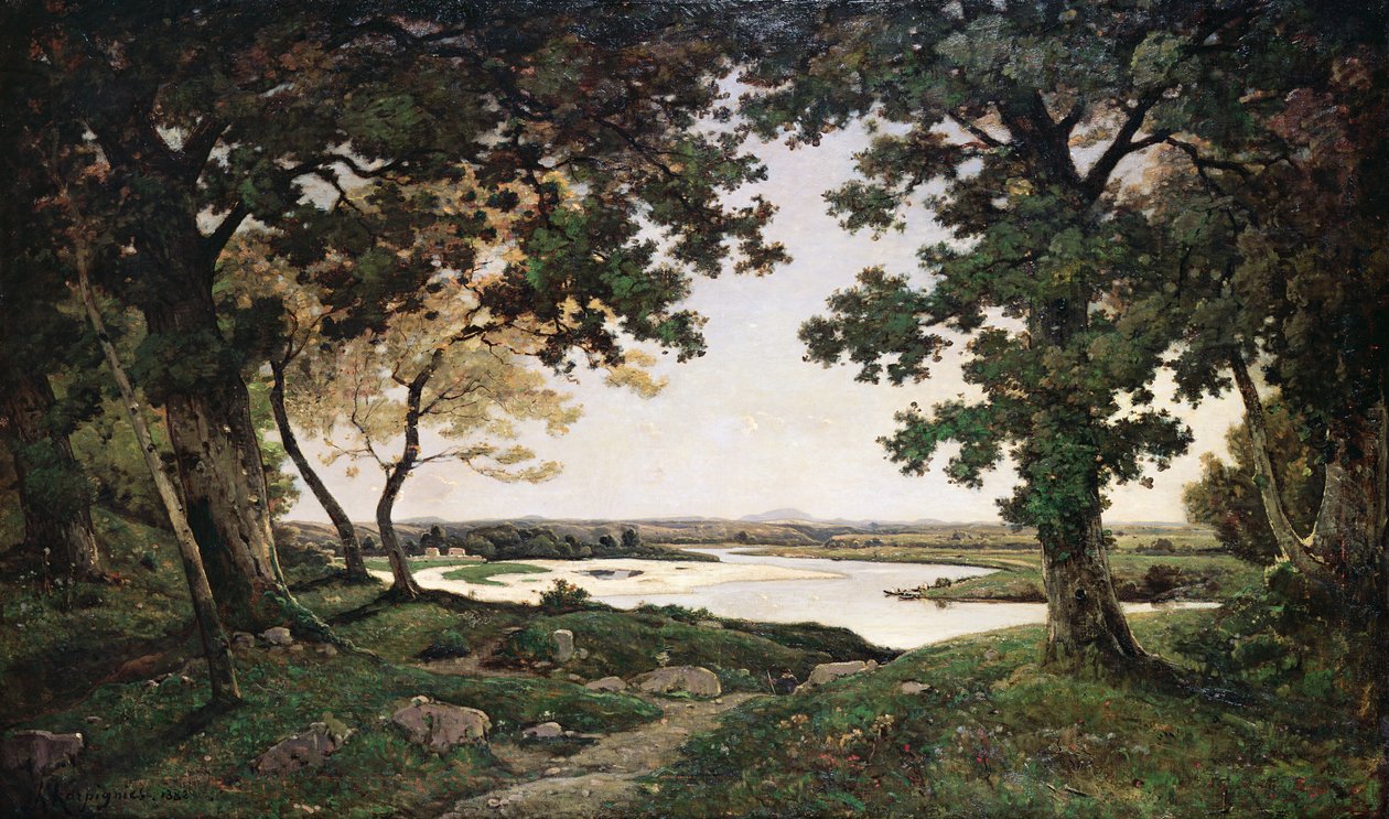 Waldlandschaft mit sandigem Fluss, 1882 von Henri Joseph Harpignies